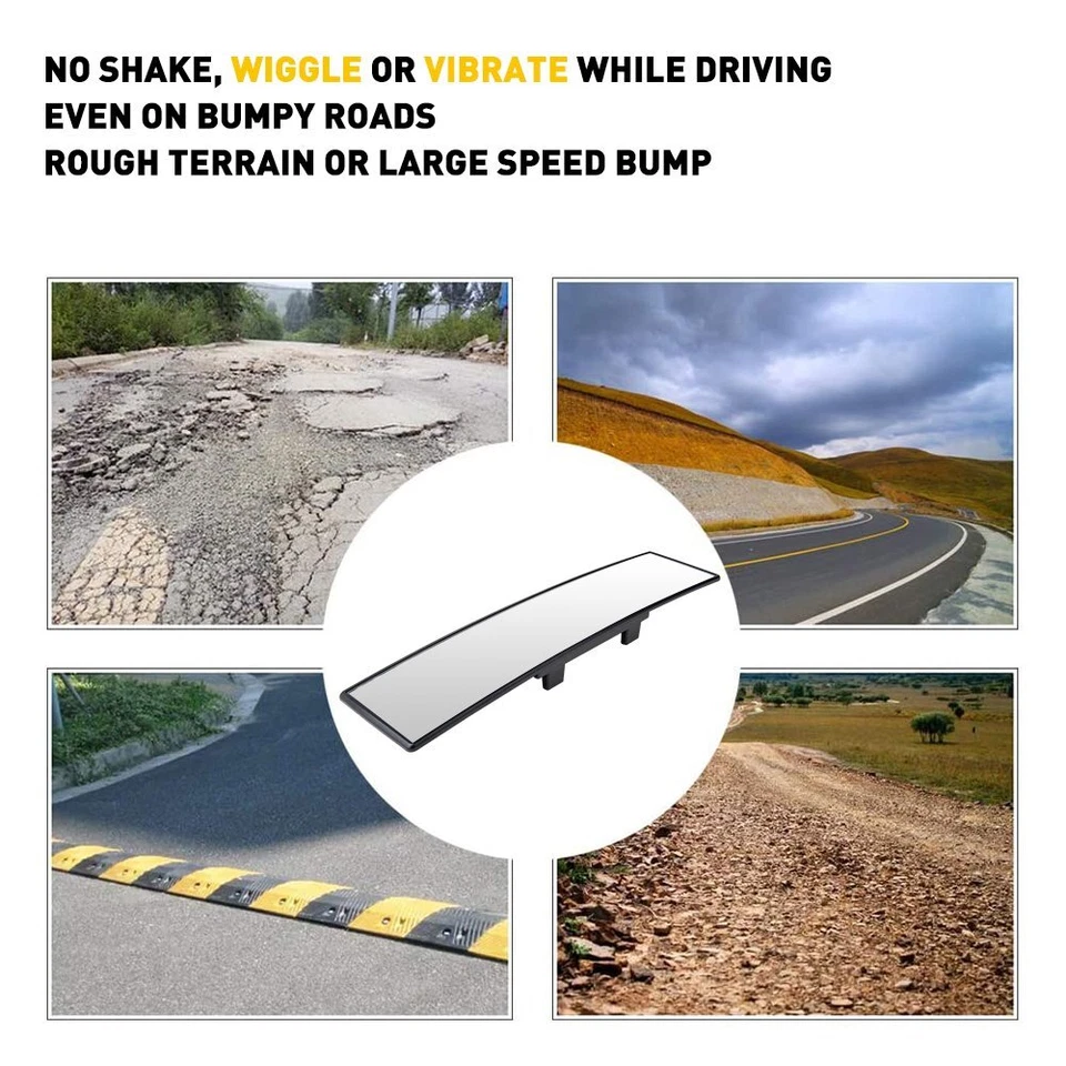 Espejo retrovisor interior transparente convexo universal 300 mm con clip para auto coche EOA Foto 3 de 4