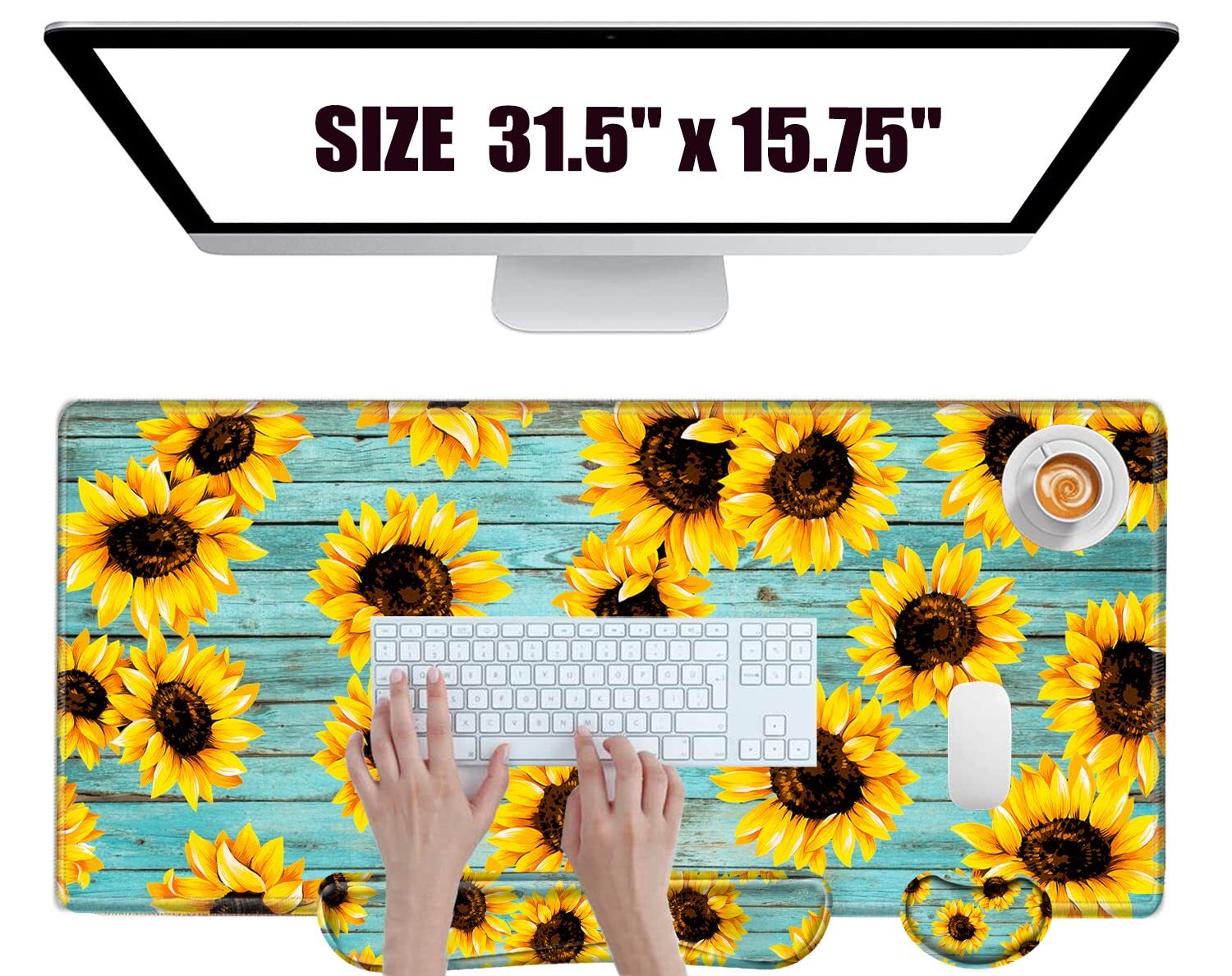 Sunflower Keyboard Wrist Rest and Desk Mat with Ergonomic Support-image