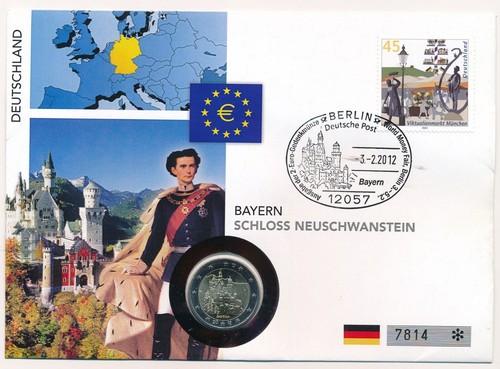 BRD Numisbrief 2 € Bayern Präsidentschaft im Bundesrat 2012