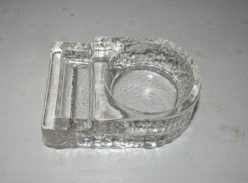 VINTAGE WRITING DESK CHUNKY CLEAR GLASS SINGLE INKWELL & DIP PEN TRAY - Bild 6 von 7