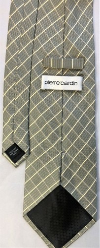 Pierre Cardin Designer Neck Tie 100% Silk 59-1/2" x 4" Green White Grey #1082 - Picture 2 of 5