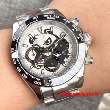 Multifunction 39mm Men's Quartz Steel Watch Chronograph Sapphire Panda Pattern