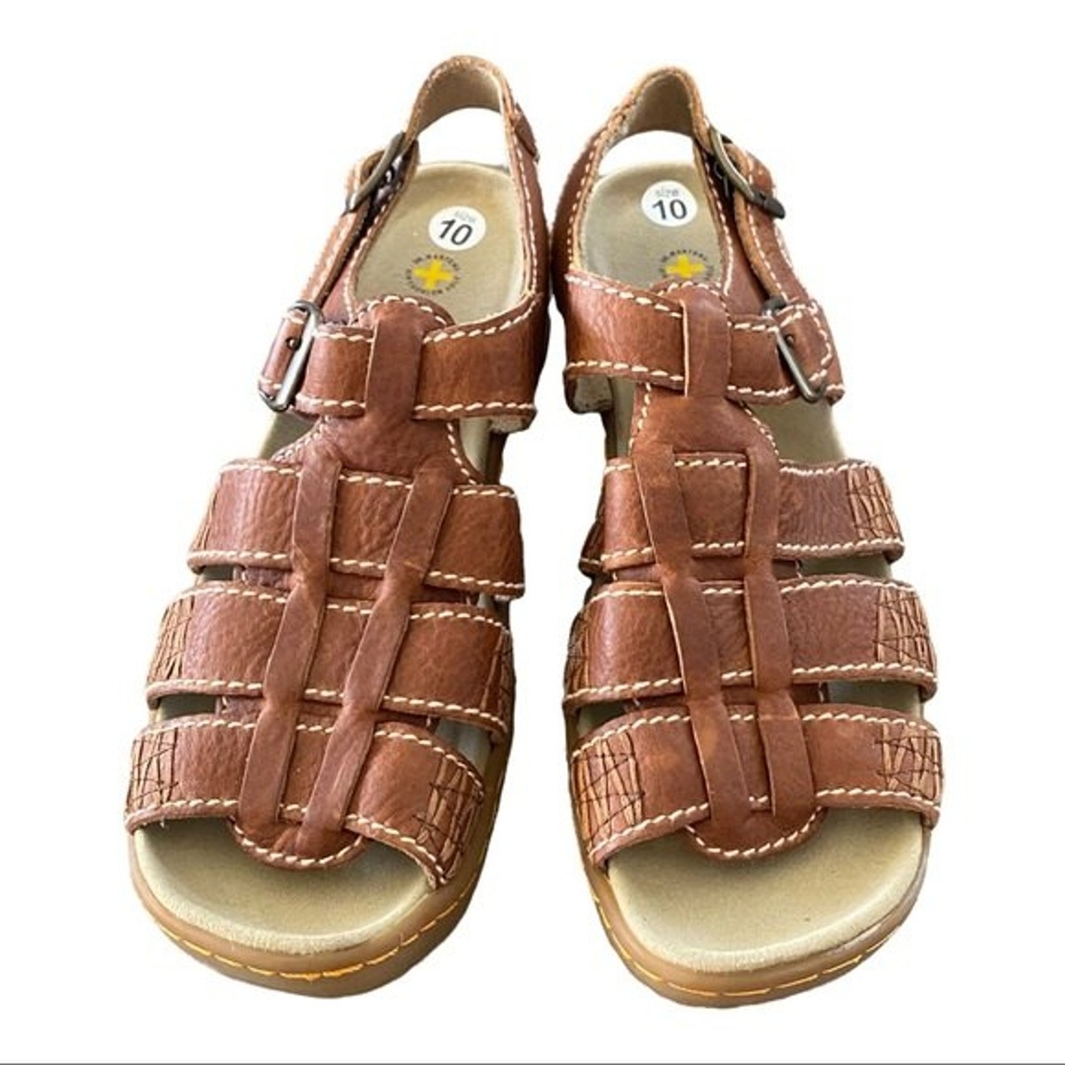 MARTENS VINTAGE Y2K FISHERMAN SLING BACK PLATFORM SANDALS TAN BROWN US  11