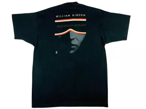Vintage Virtual Light Book T-Shirt William Gibson Cyberpunk Sci-Fi Promo 80s 90s