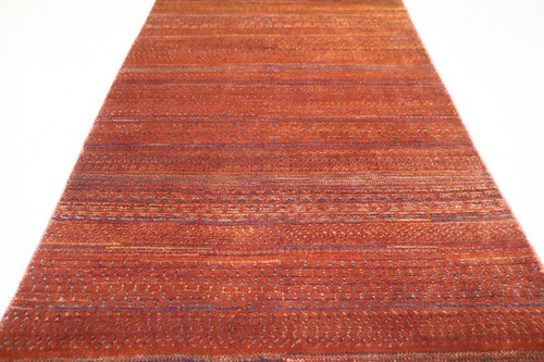 4x7 Ft Rust Orange Afghan Handmade Oriental Tribal Striped Soft Wool Area Rug