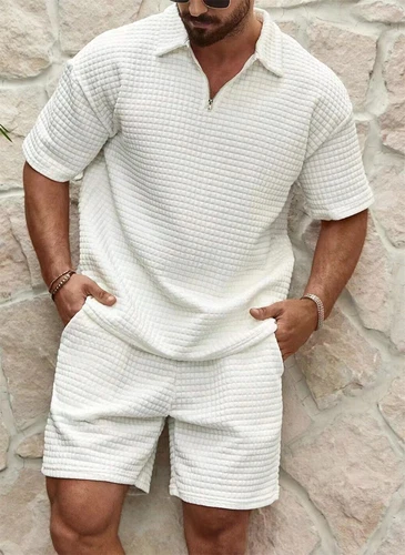 New Summer Outfit 2-Piece Set Tracksuit Short Sleeve Shirt and Shorts Sweatsuit - Bild 2 von 17