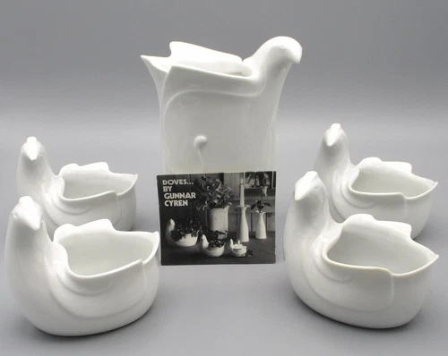 5 Dansk White Doves by Gunnar Cyren Porcelain Figurines