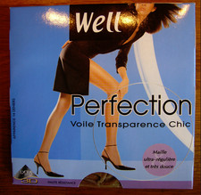 WELL Collant "Perfection"  voile Lycra 3D Fin 14 deniers BRUN (châtain) Taille 1