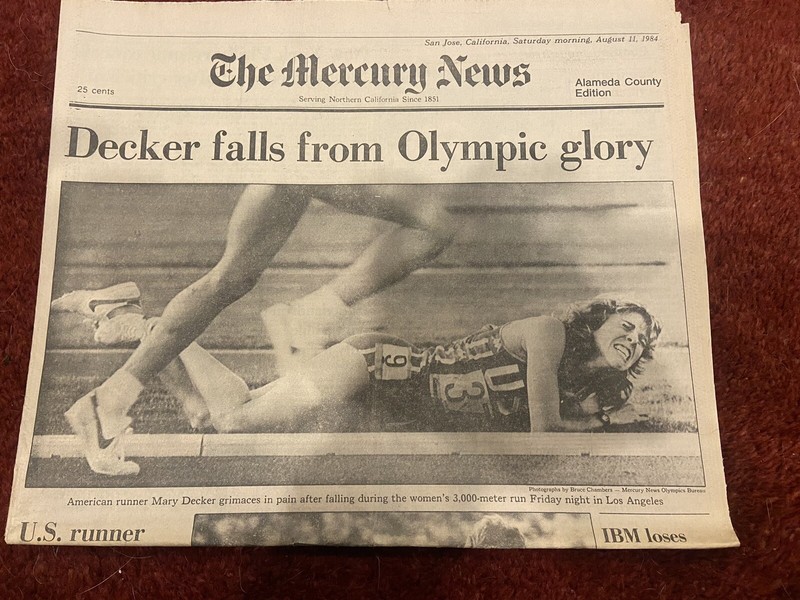 S.J. Mercury News: L.A. OLYMPIC HISTORY - MARY DECKER FALLS / AUGUST 11 1984