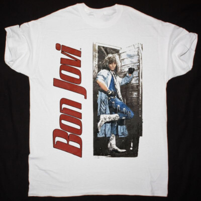 BON JOVI SLIPPERY WHEN WET TOUR Cotton White All Size Unisex Classic Shirt