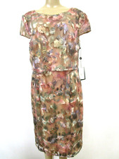 Metallic Floral Dress Adrianna Papell Size 12 Multicolor Midi A-Line NWT