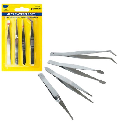 Pinzetten Set 4 Stück Profi Augenbrauen Haar Zupfper Modell Basteln Hobby Beauty