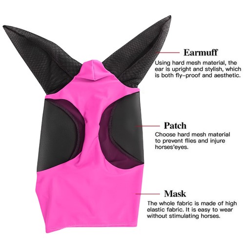 Anti Fly Stretchy Knitted Mesh Mask Anti-Worms Horse Flying Mask (Black) - Picture 8 of 8