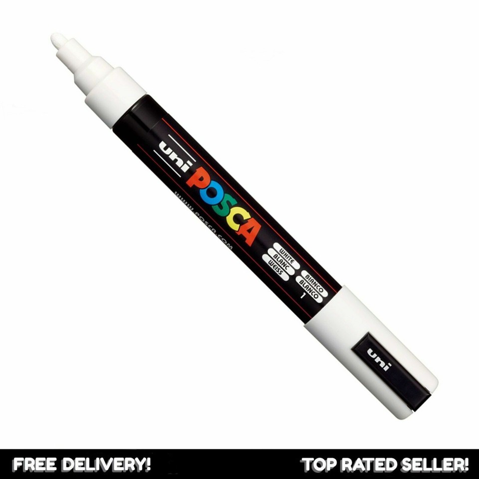 Uni Posca WHITE Paint Marker Pens PC1M 1MR 3M 5M 7M 8K 17K PCF350