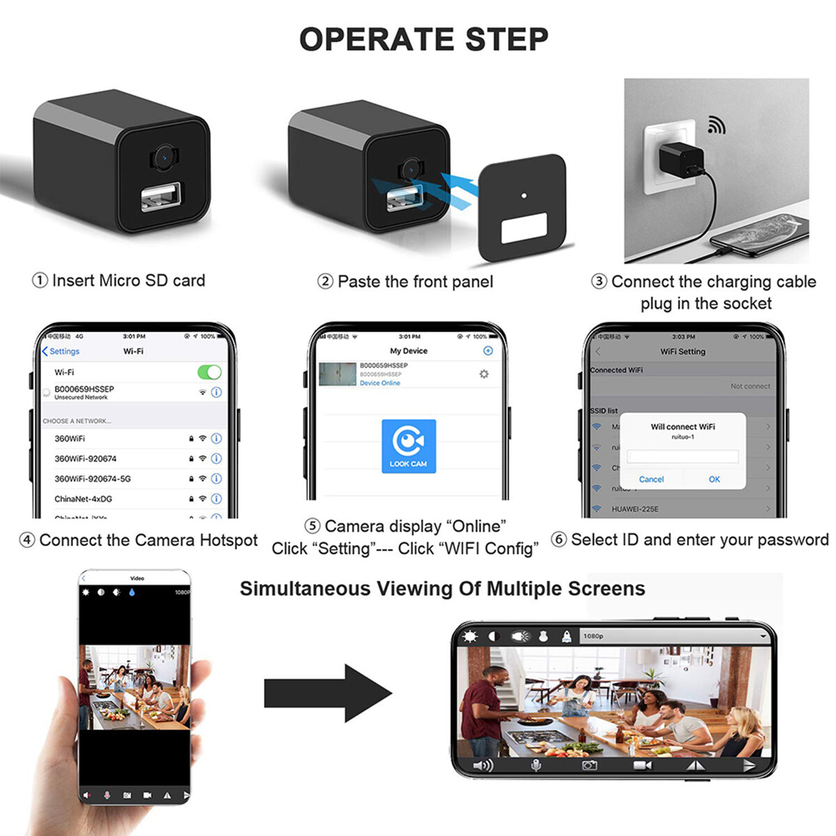 Image 61 - WIFI Camera USB Wall Charger HD 1080P Adapter Recorder Home Security US Plug 32G