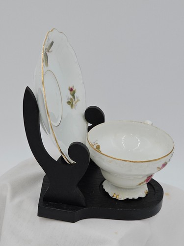VTG OHATA CHINA TEACUP AND SAUCER 1944-1952 OCCUPIED JAPAN ELEGANT ROSES W/STAND - Picture 4 of 9