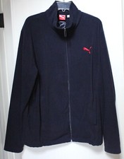 Vintage PUMA Fleece Jacket Navy Logo size Large 90's Full Zip, Mock Neck