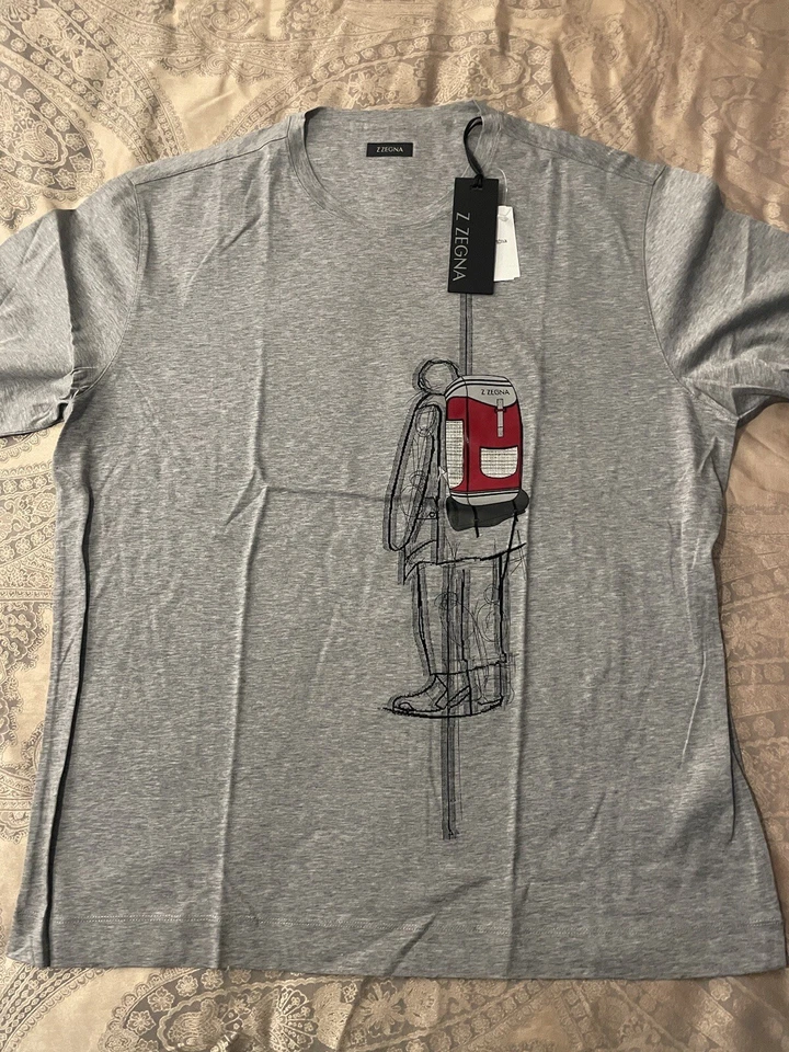Camiseta gris manga larga Z Zegna para hombre talla XXL NUEVA CON ETIQUETAS Foto 2 de 4