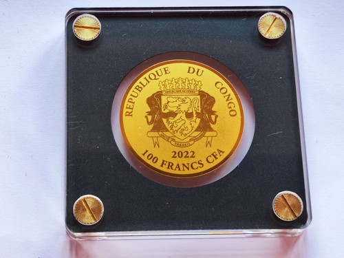 Kongo, 100 Fr, Einführung eines Euros, Frankreich, 1/200 oz, 999 Gold, 2022. - Bild 2 von 2