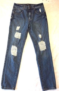Forever 21 Men S Ripped Denim Skinny Distressed Cotton Blue Jeans