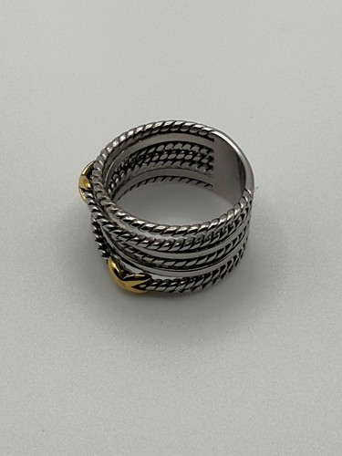 David Yurman Crossover Ring Double X 18K Gold 14mm Wide Size 6 - Picture 2 of 8