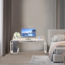 Home Office Desk,Mobile Adjustable Height&Width Cross-bed Stretchable Lazy Desk