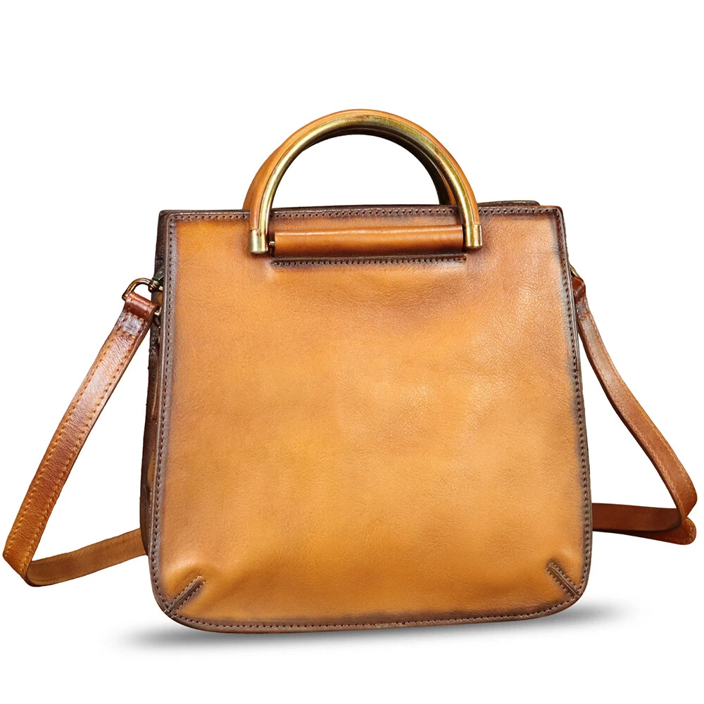 Genuine Leather Purses and Handbags for Women Hand Painted Tote Shoulder Bag
