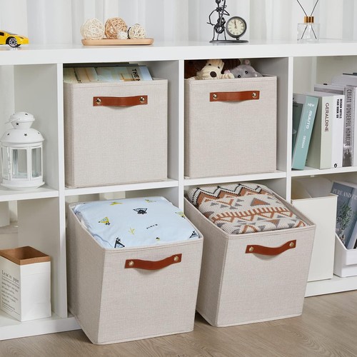 New- Foldable Storage Cubes Bins for Organizing, Set of 4, Fabric Cube Can - Picture 3 of 6