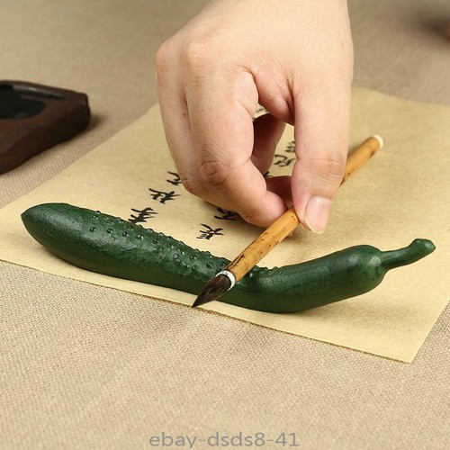 Chinese Calligraphy Iron Cucumber Shape Brush Rest Paperweight Painting Tool - Picture 1 of 5