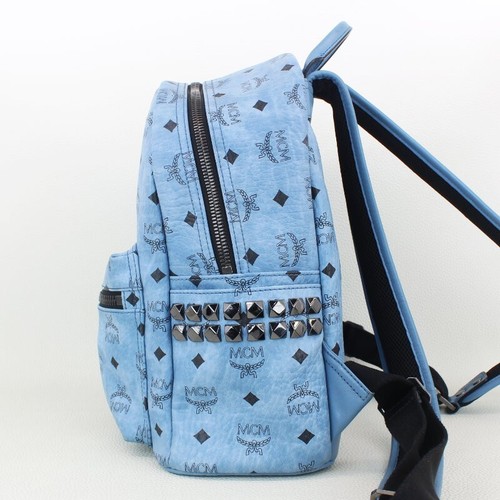 MCM Visetos Small Side Stud Stark Backpack Blue - Picture 4 of 7