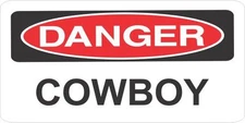 3 DANGER COWBOY HELMET/HARD HAT/TOOLBOX/LUNCHBOX STICKER UNION H602