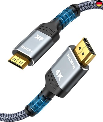 SNOWKIDS Mini HDMI auf HDMI Kabel 1,8M, 4K@60Hz 18Gbps HDMI auf Mini HDMI Kabel