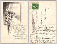 Easter Lily Cross Hymn Postcard