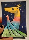 ACEO Original Signed Colorful Stars Space Dragon Sky Shiny Gold Rainbow — photo 2
