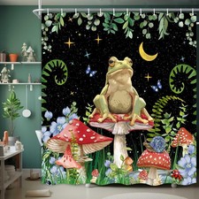 Shower Curtain, Boho Moon Stars Aesthetic Floral Shower Curtains, Funny Frog ...