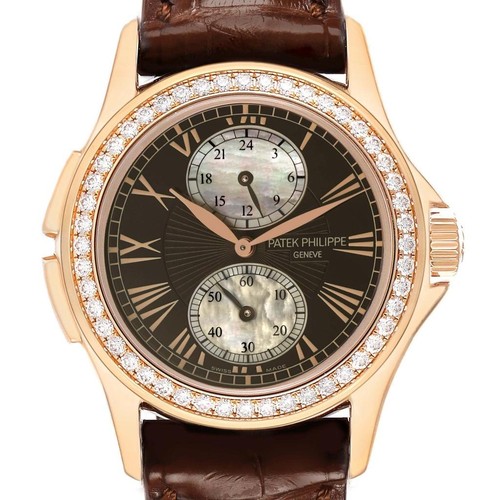 Patek Philippe Calatrava Travel Time Rose Gold Diamond Ladies Watch 4934R Paper
