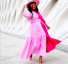 Christopher John Rogers 16W 18W Target Hot Pink Two Toned Plus Shirt Dress