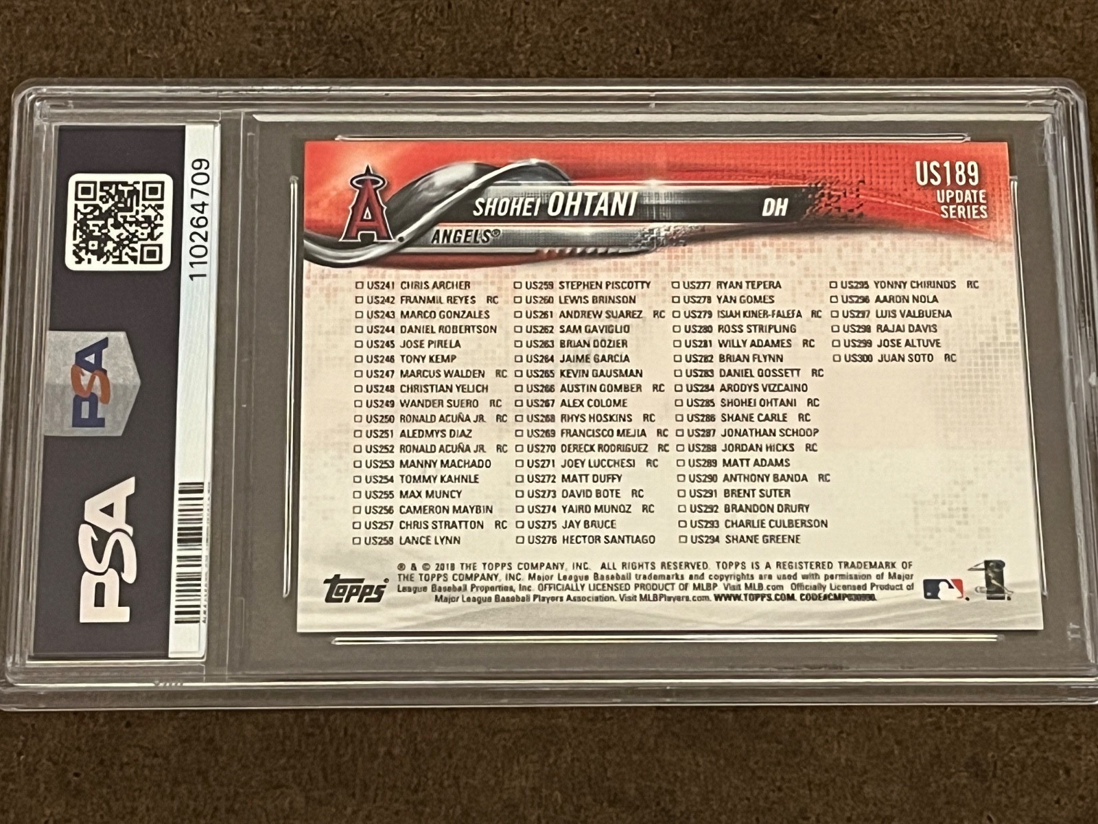 2018 Topps Update - #US 189 Shohei Ohtani (RC) Angels Gem Mint GEM MT PSA 10 view 2