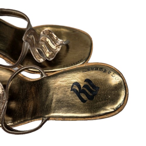 Rocawear sandali donna 8 oro metallizzato cinturino dettaglio paillettes Y2K primi anni 2000 - Foto 5 di 9