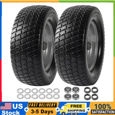 AR-PRO, 15x6.00-6, Flat Free, Front Tire & Wheel, 2-Pack, John Deere Mower