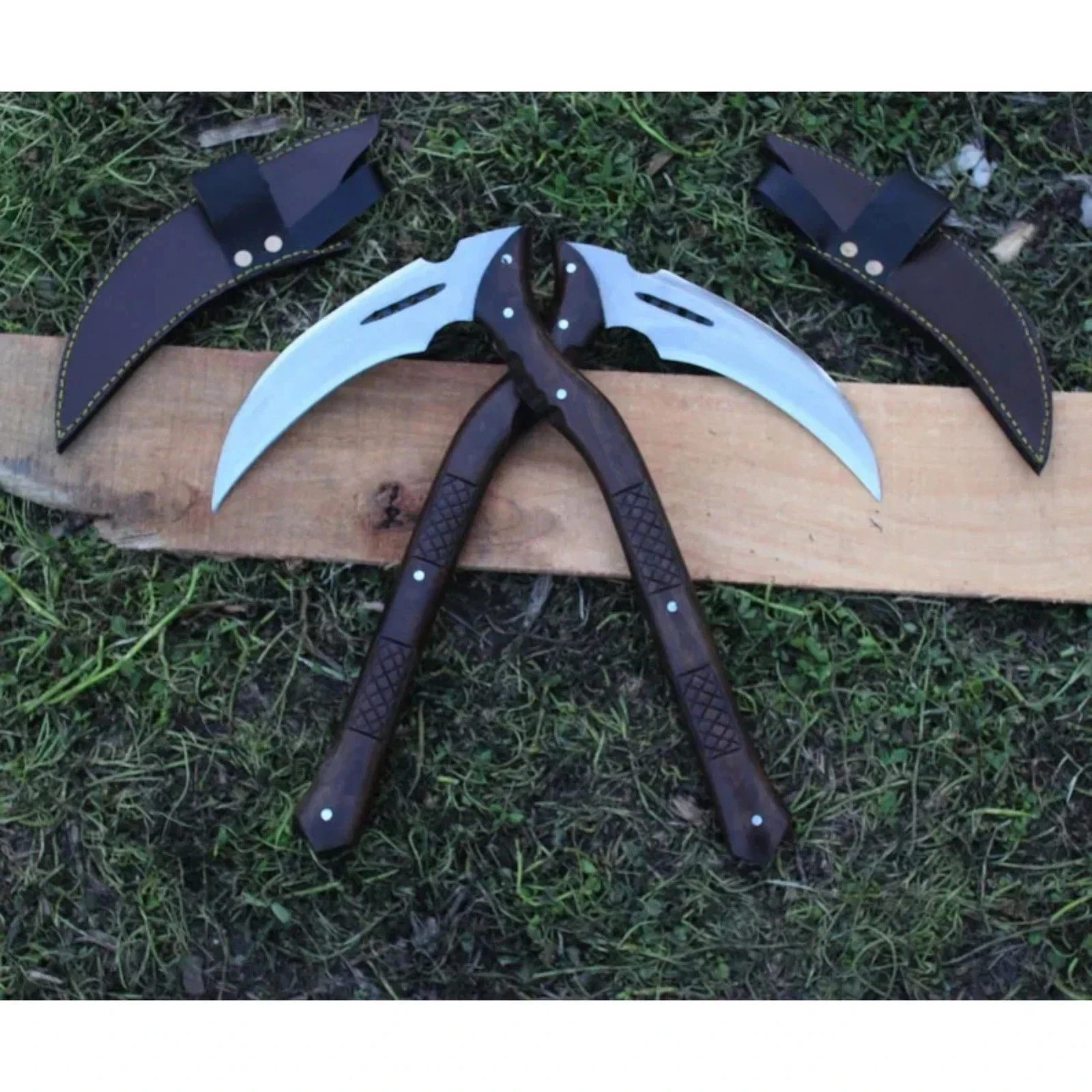 Custom Handmade Carbon Steel Blade Japanese Kama Set |Hunting Kamas Camping Kama