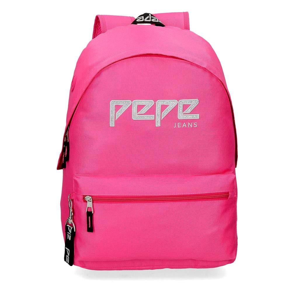 Sac à dos rose Uma avec grande poche zippée, cartable en polyester déperlant de 22.79L