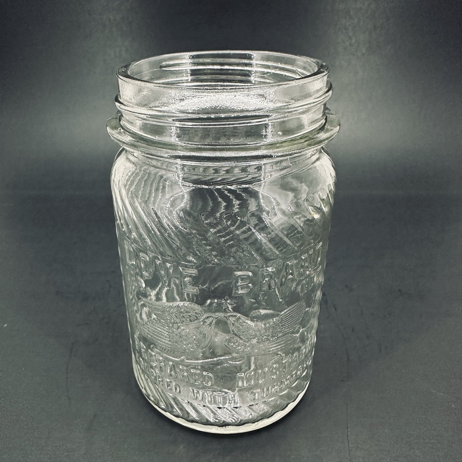 1 LB. DOVE BRAND MUSTARD JAR ORIGINAL FRANK TEA & SPICE CO. JUMBO PEANUT BUTTER