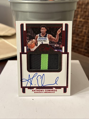 Anthony Edwards 2022 Panini One And One Jersey Patch Auto Red Timberwolves /25