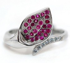 1CT Treated Ruby  White Topaz 925 Sterling Silver Ring Jewelry Sz 6 QB3-2