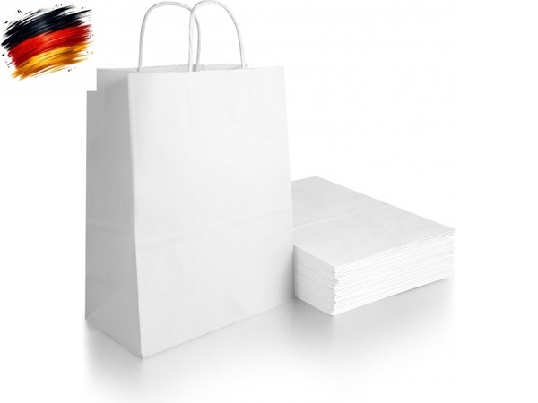 PapiertüTen, 40 StüCk GeschenktüTen Weiß, GeschenktüTen Mit Henkel, 21 X 27 X 11-image