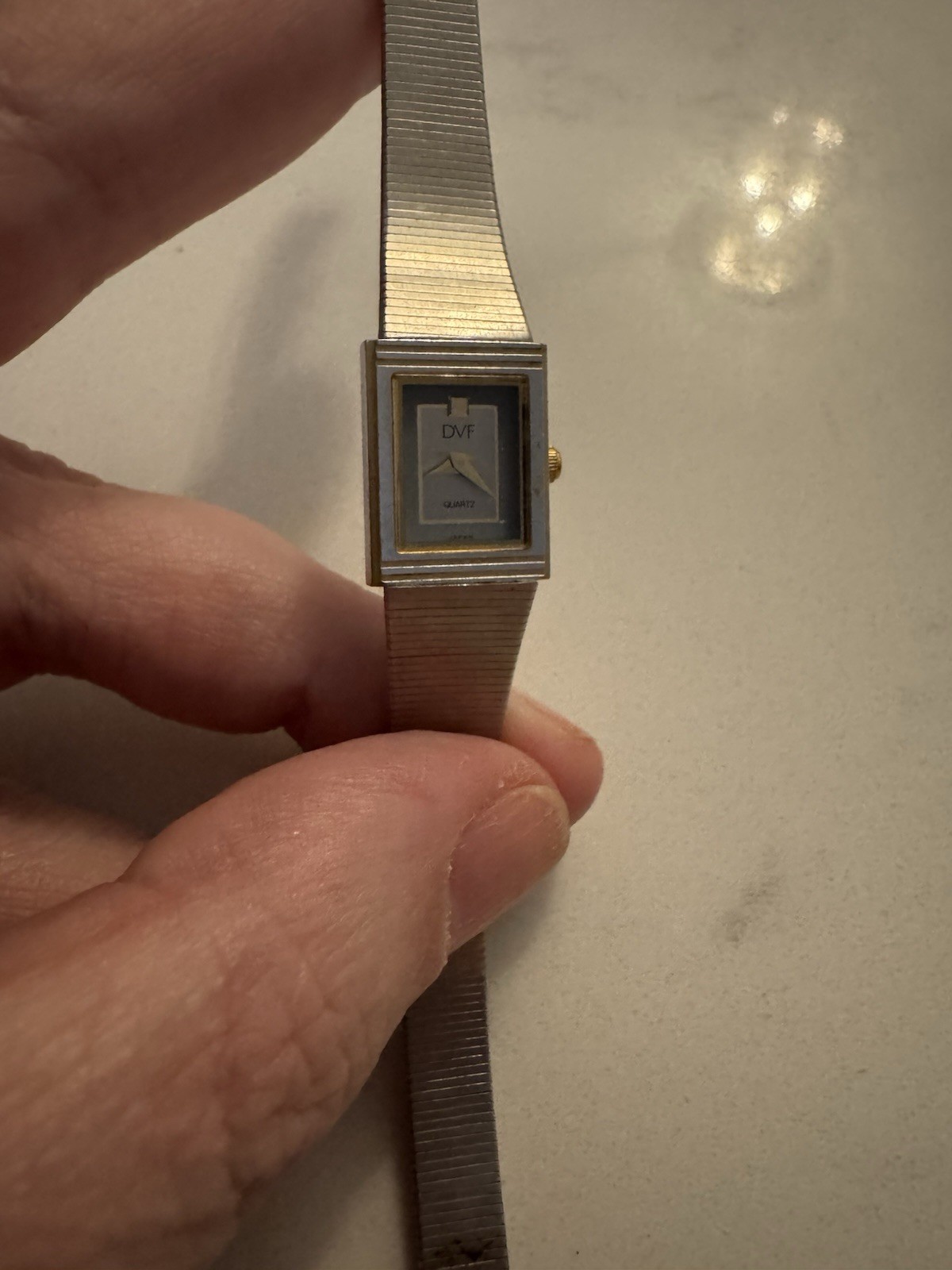 DVF Quartz Rectangular Wristwatch Silver Gold Ana… - image 1