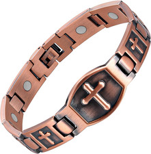 Pure Copper Bracelet for Men, Ultra Strength Magnetic Cross Bracelets for Men, M