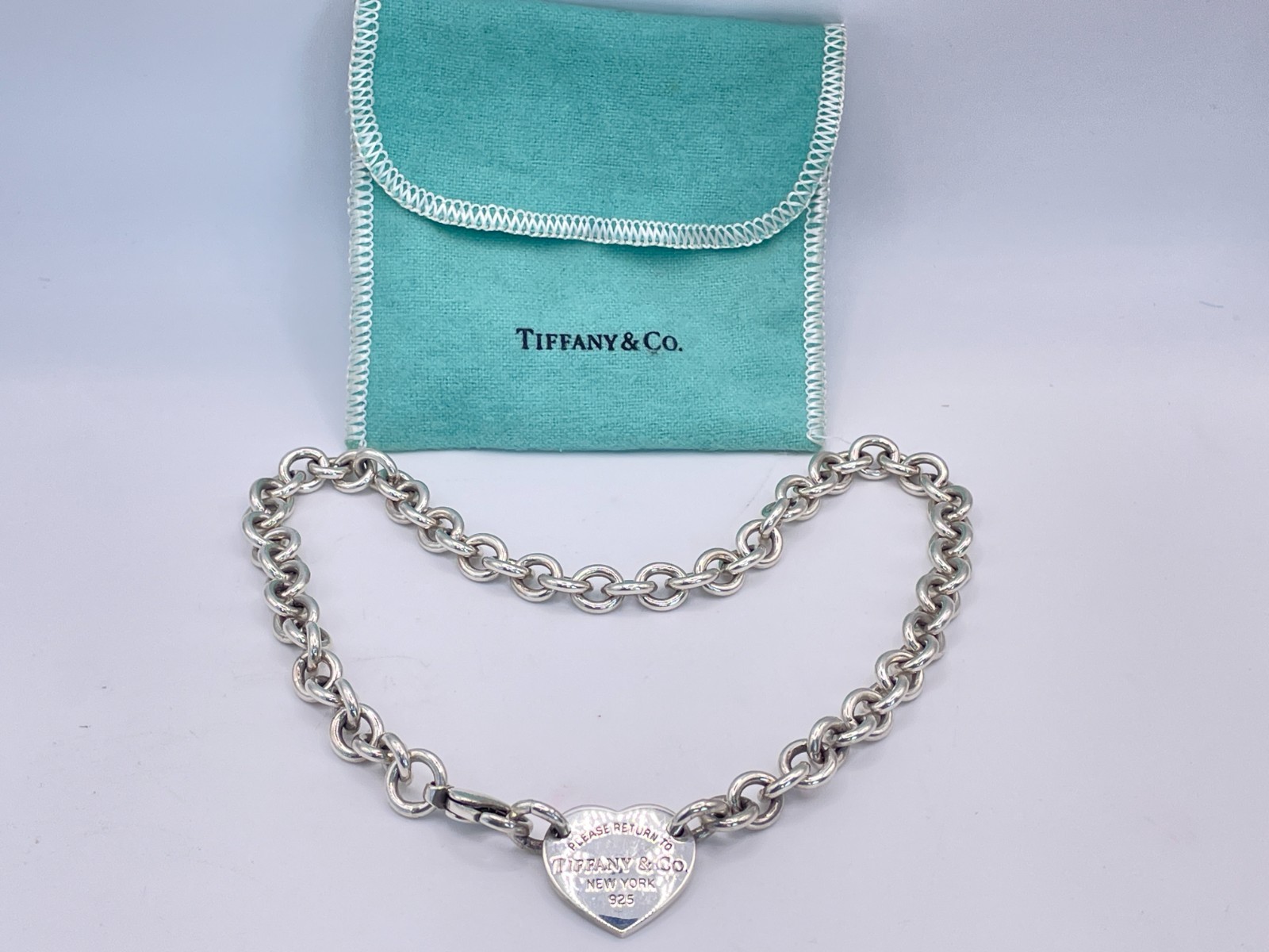 Tiffany & Co Silver Return To Tiffany 15" Heart Necklace. Goldmine Jewellers.