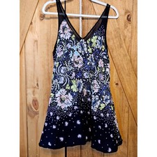 Intimately Free People Babydoll Cami Mini Dress Sz S Black Floral Lace Tank #746
